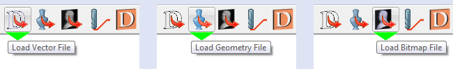 Load buttons for vector, geometry and bitmap